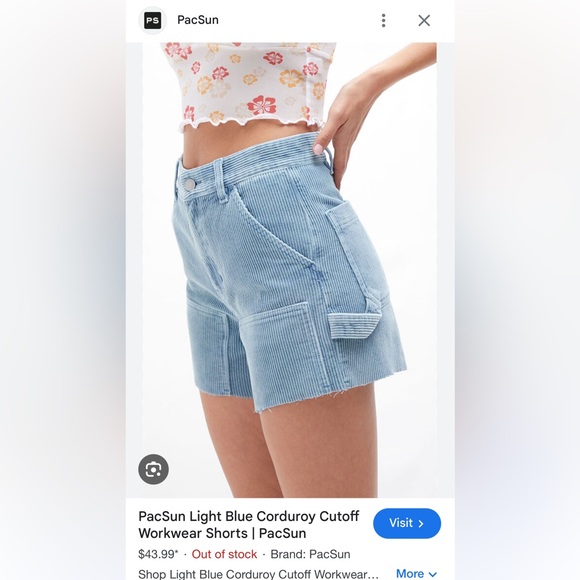 Pacsun corduroy blue shorts. Size 26’ - Picture 8 of 8